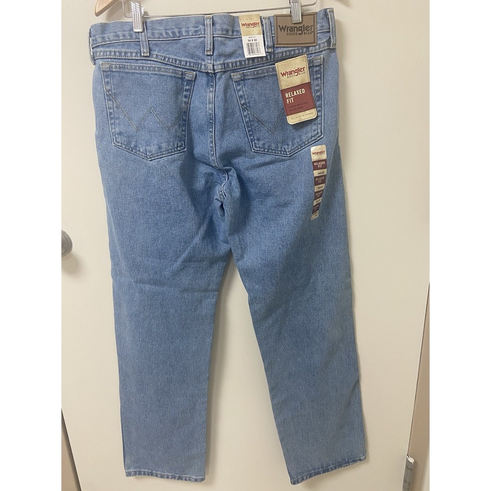 New Wrangler Jeans Mens 34x32 Blue‎ Rugged Wear Relaxed Fit 100% Cotton 35001VI - Picture 2 of 8
